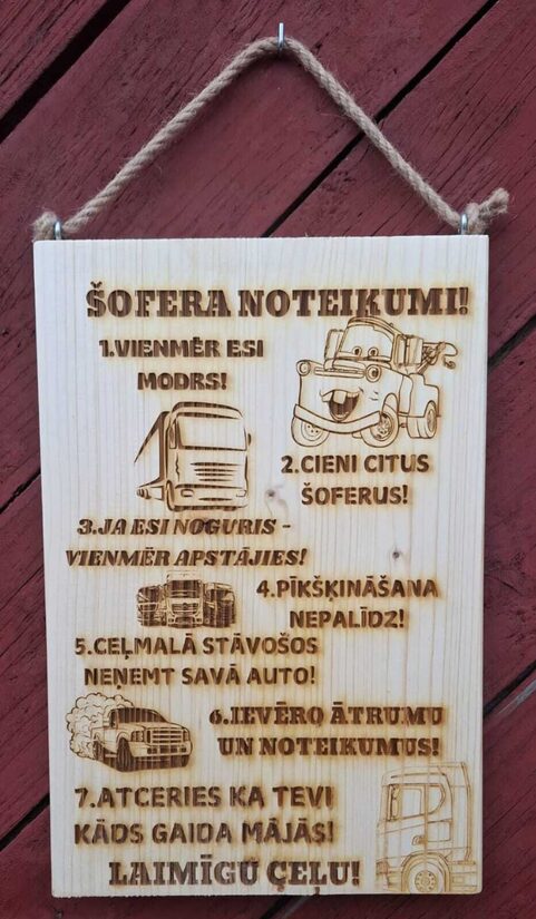 Plāksne "Šofera noteikumi" 